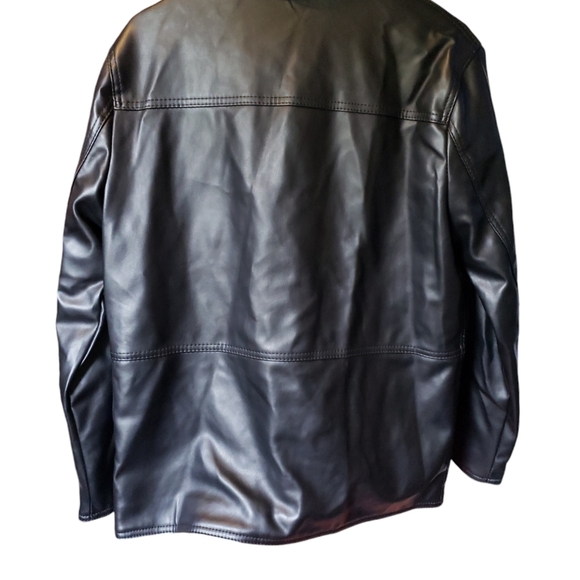 A Collezioni  Men's Size S 48 Black Faux Leather Jacket - Picture 2 of 8